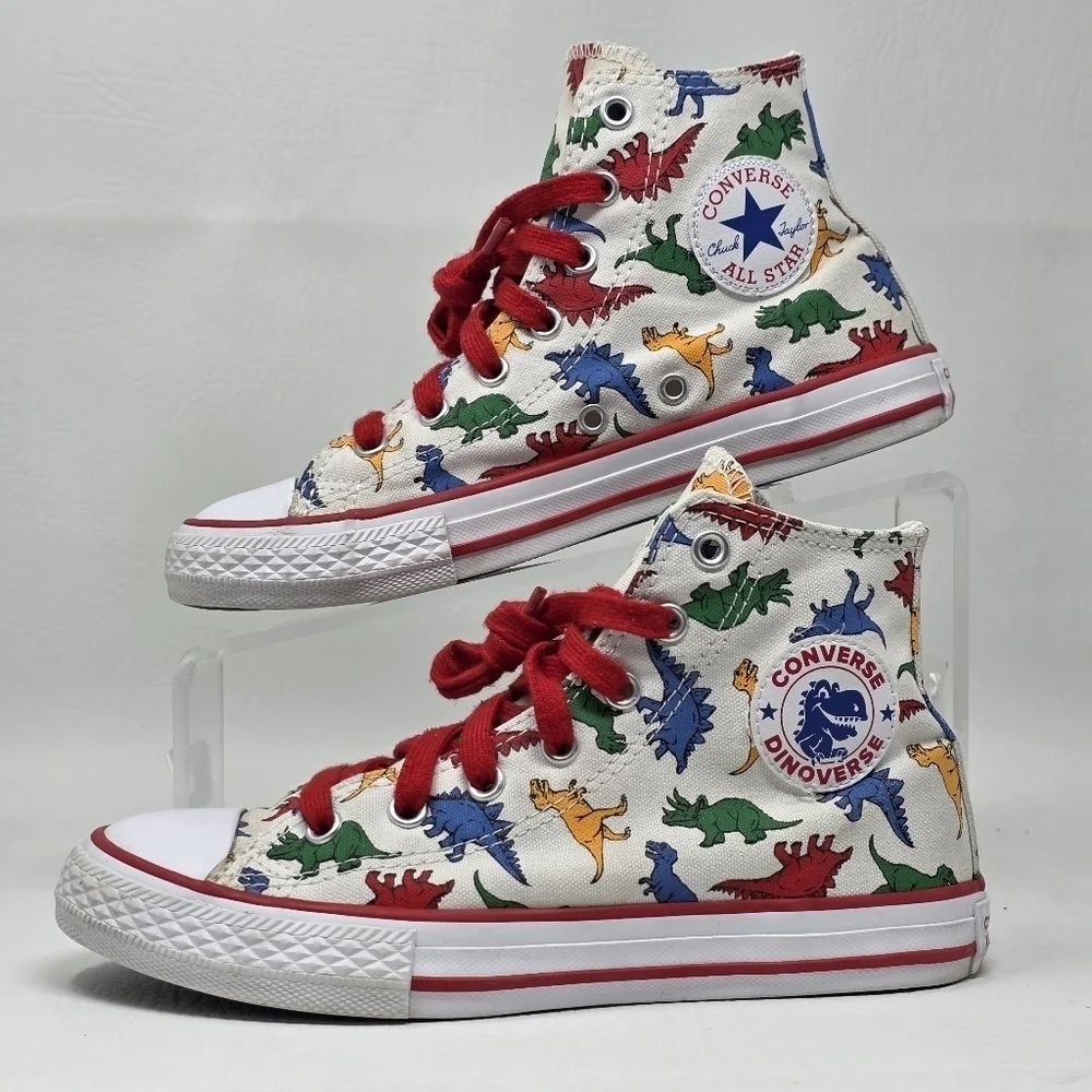 Converse Youth Junior Dinoverse Dinosaur Size 2 Sneaker CTAS Hi Top Shoe Preoned
